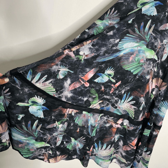 Hunter Bell Printed Harrison MIDI Floral Dress blue crepe abstract women's us 0 - Picture 6 of 9